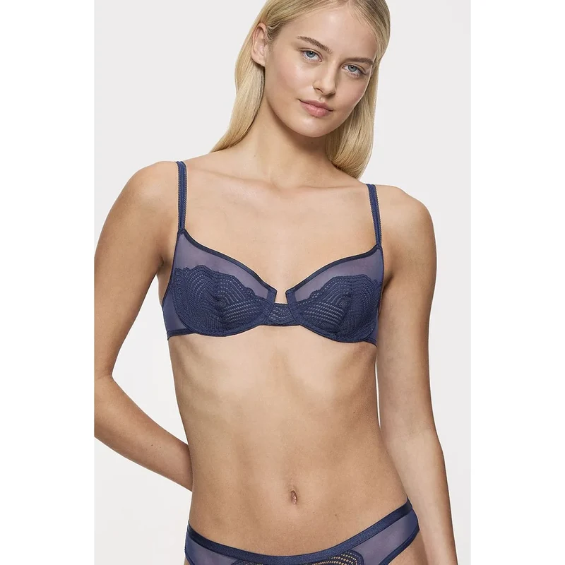 Soutien-gorge balconnet dentelle tulle armatures maintien parfait élégant femmes