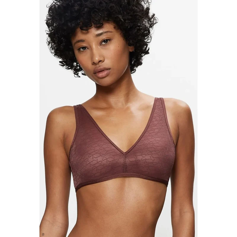 Soutien-gorge rembourré chocolat sans armature décolleté en V élégant invisible