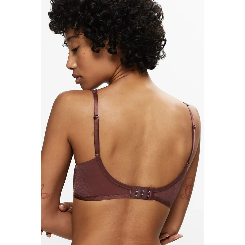 Soutien-gorge rembourré chocolat sans armature décolleté en V élégant invisible