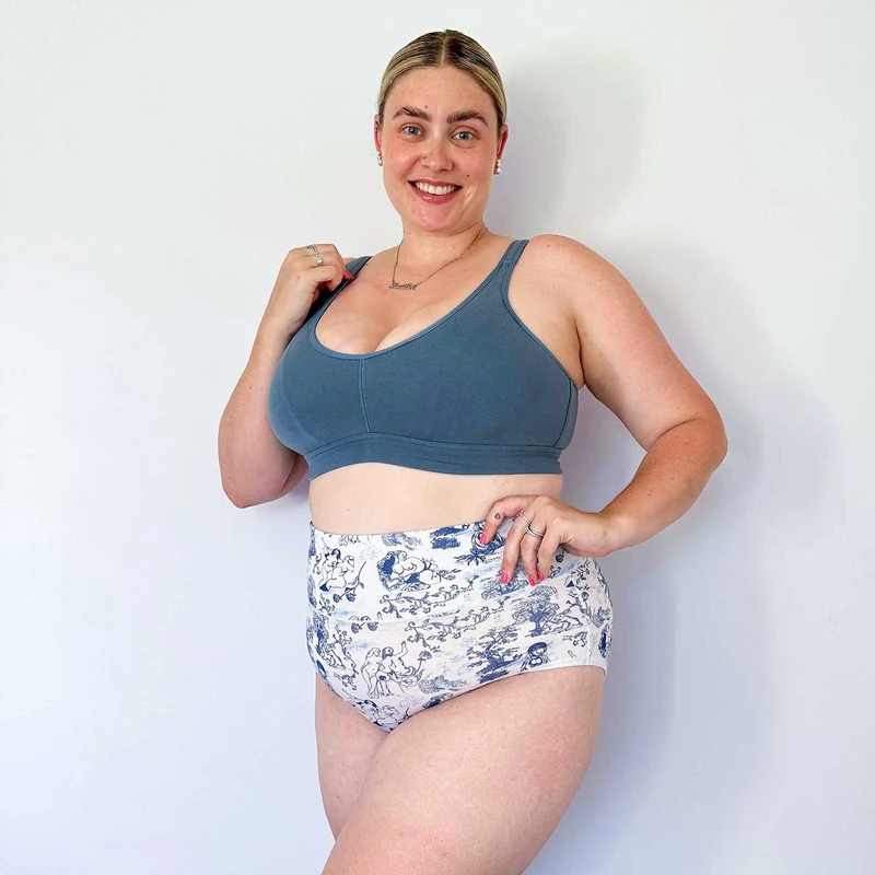 Organic Cotton Full Brief Knickers - Passion au Jardin - L'Amour Bleu