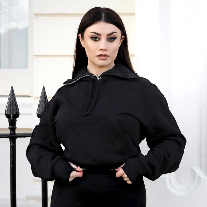 Organic Cotton Cropped Hoodie with Bow Back
