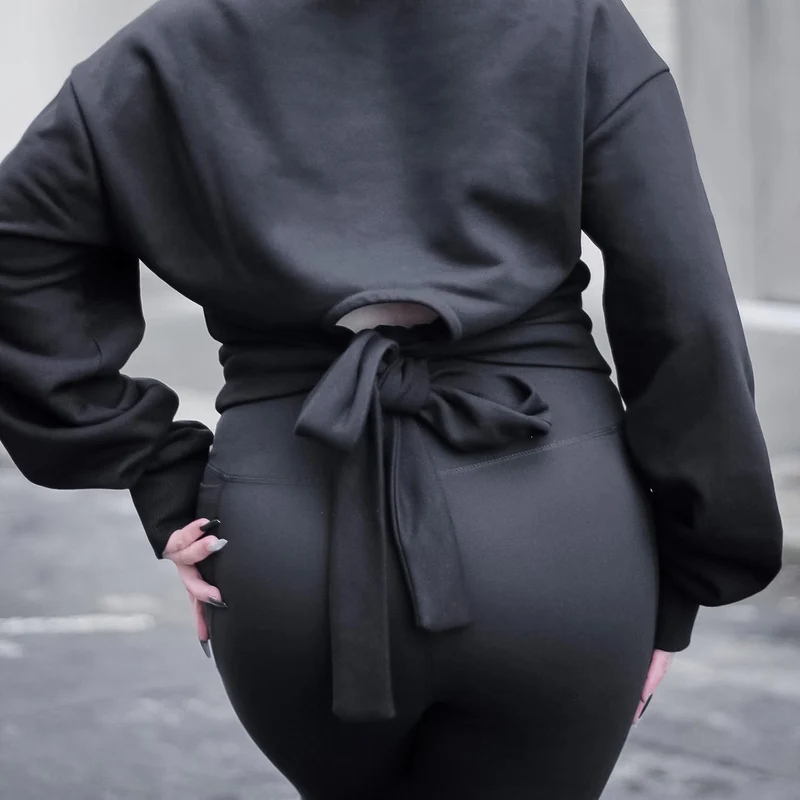 Organic Cotton Cropped Hoodie with Bow Back