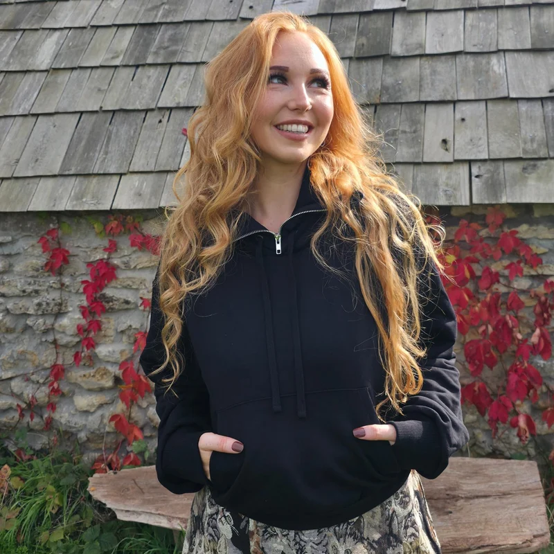 Organic Cotton Cropped Hoodie with Bow Back