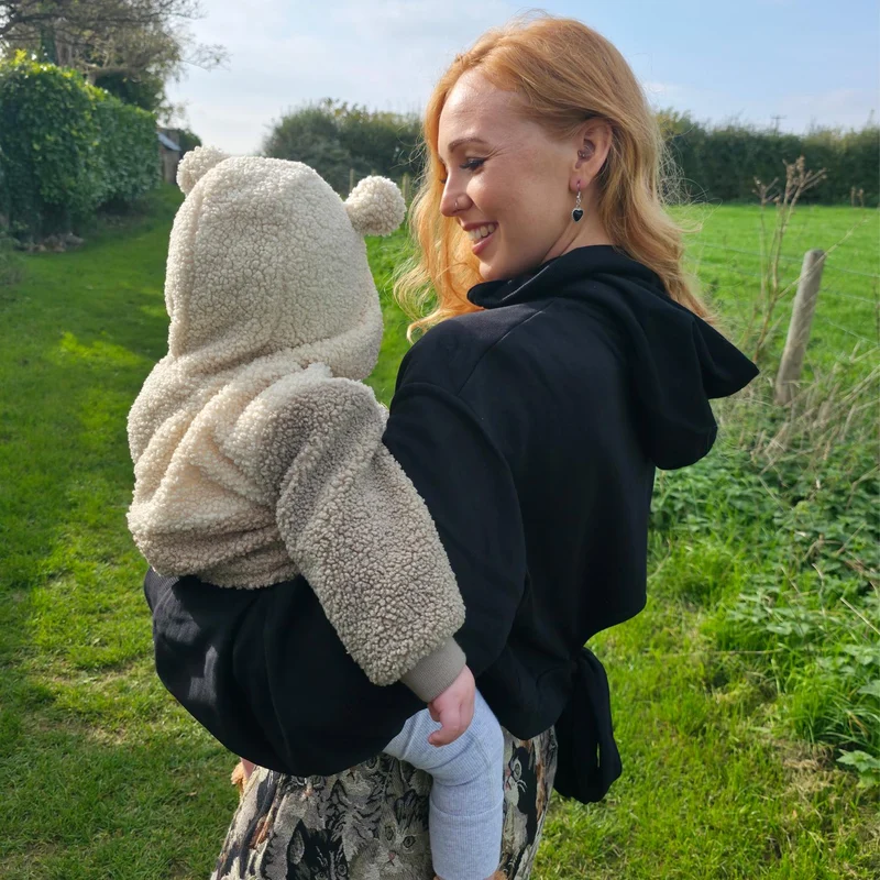 Organic Cotton Cropped Hoodie with Bow Back