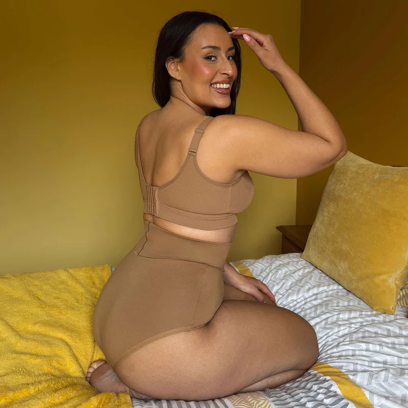 Organic Cotton Super High Waist Knickers - Caramel