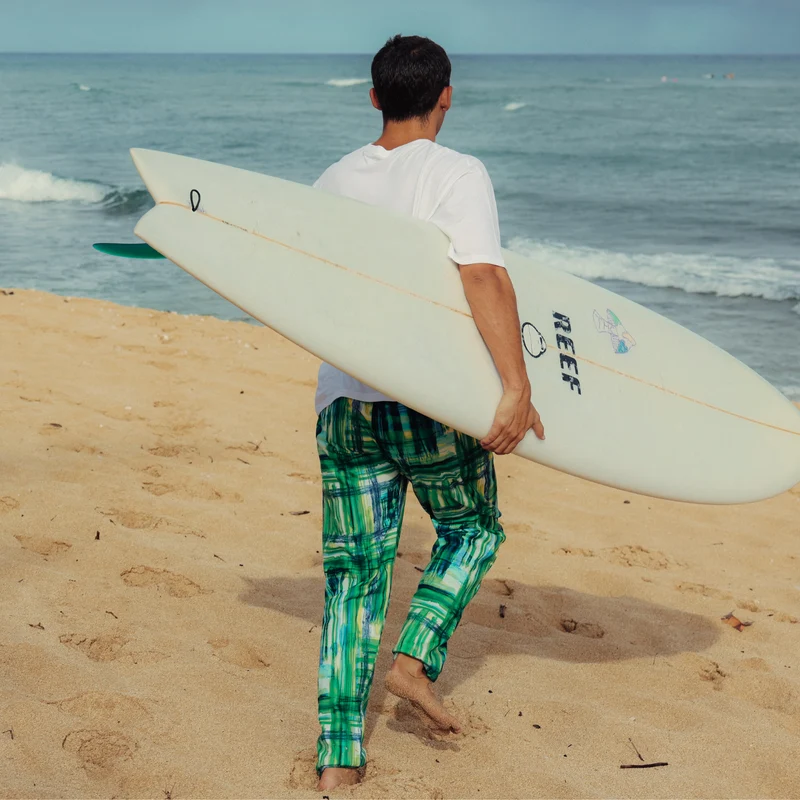Pantalon rétro en polaire - Plaid d'hiver vert