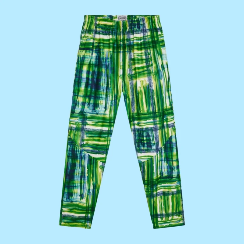 Pantalon rétro en polaire - Plaid d'hiver vert