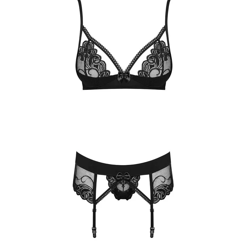 Ensemble lingerie dentelle sensuelle Wonderia avec soutien-gorge porte-jarretelles réglables