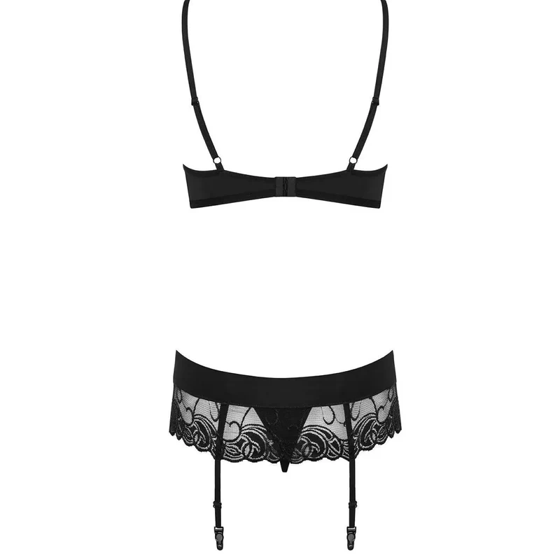 Ensemble lingerie dentelle sensuelle Wonderia avec soutien-gorge porte-jarretelles réglables