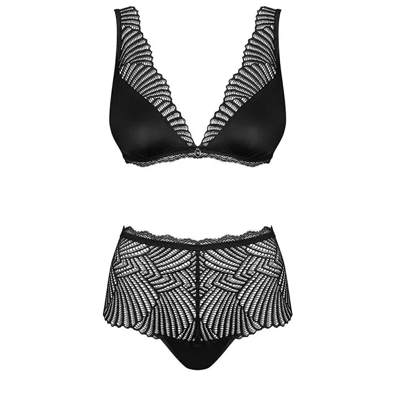 Ensemble lingerie noire dentelle élégante bralette culotte haute Obsessive