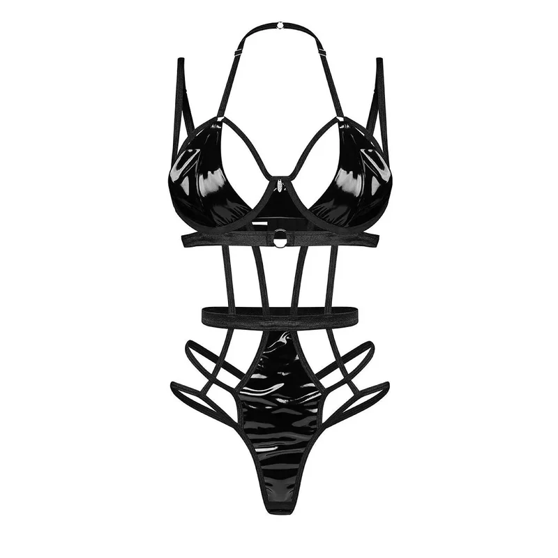 Body audacieux Keira wet look découpes sensuelles latex femmes modernes