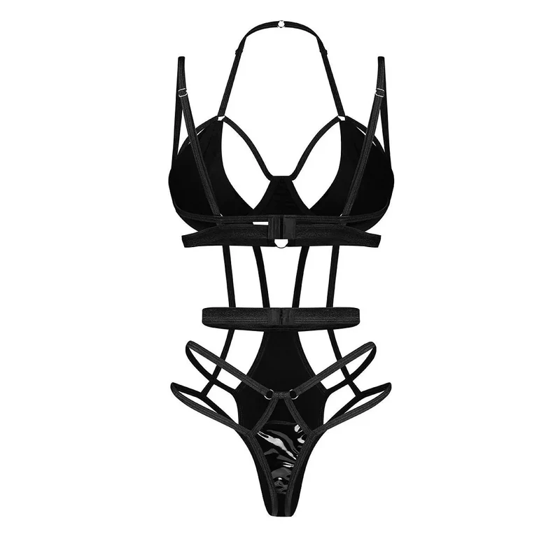 Body audacieux Keira wet look découpes sensuelles latex femmes modernes