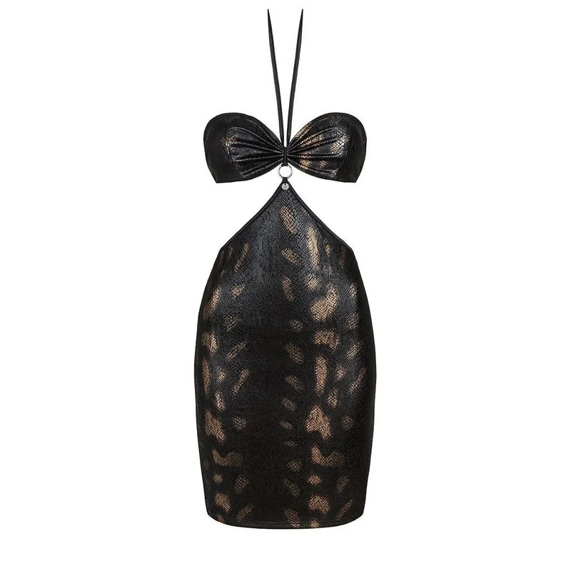 Robe noire élégante bandeau bijou design moderne femme style unique