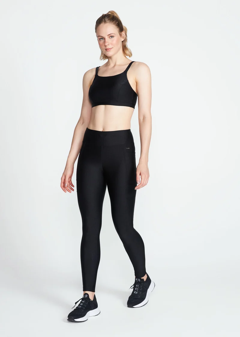Calça Legging Mulher Bolsos Brilho