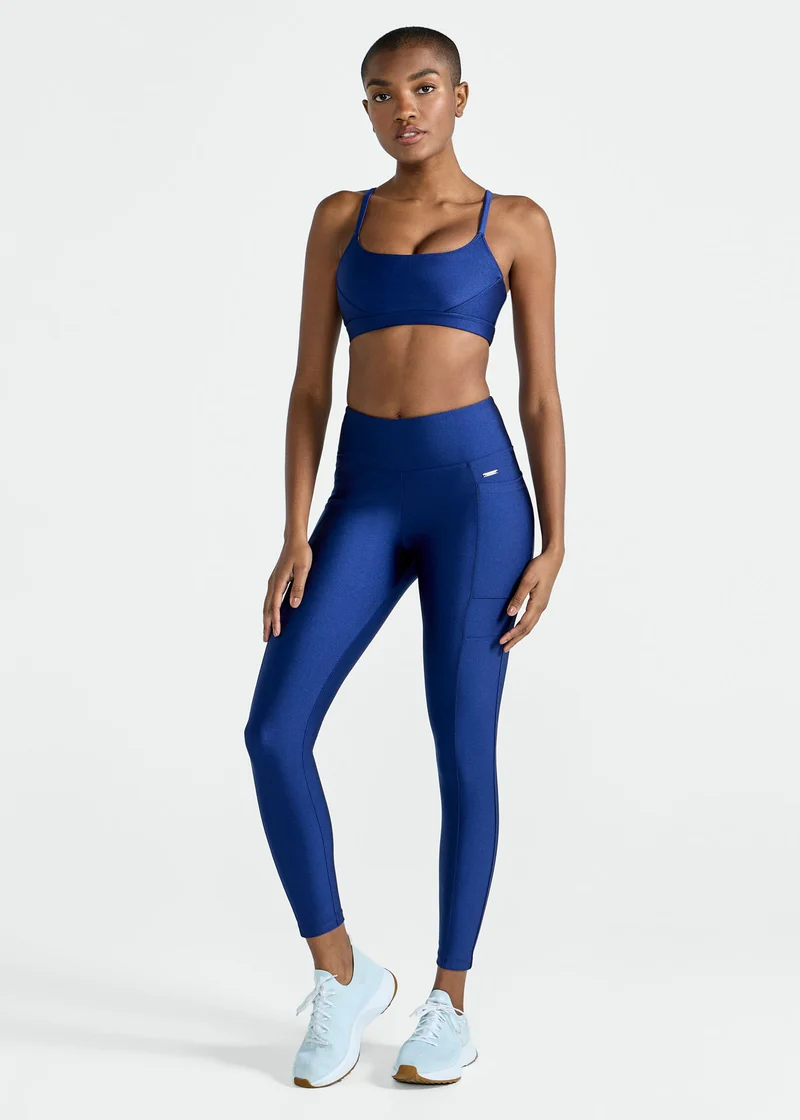 Calça Legging Mulher Bolsos Brilho