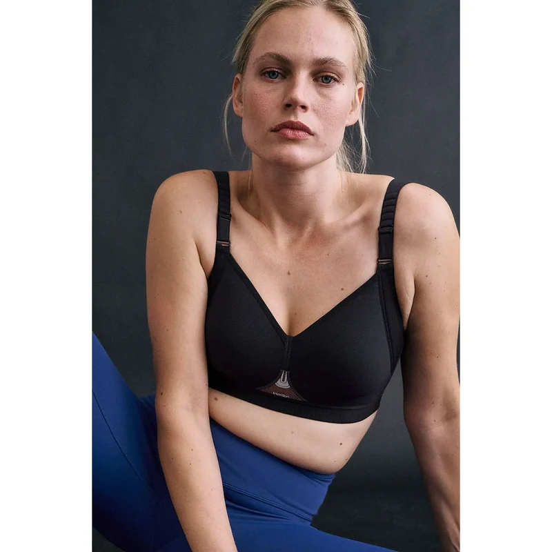 Soutien-gorge sport intense stabilisant noir sans armatures Triaction Gravity Lite