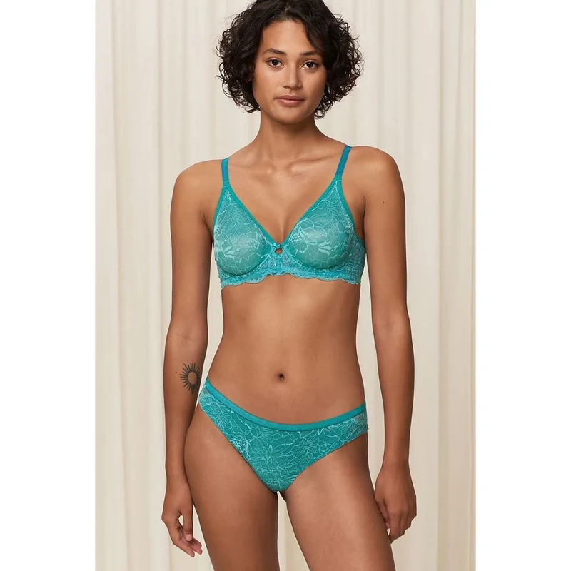 Soutien-gorge dentelle turquoise maintien naturel confort écologiques Triumph