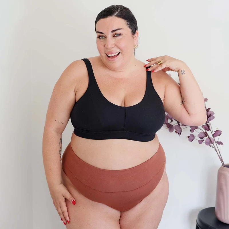 Organic Cotton Cheeky High Leg Knickers - Root Beer
