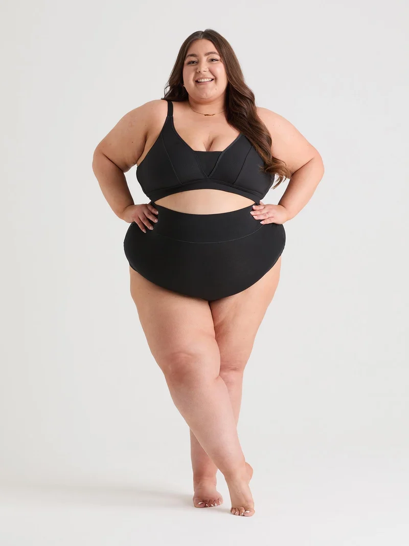 Organic Cotton Super High Waist Knickers - Black