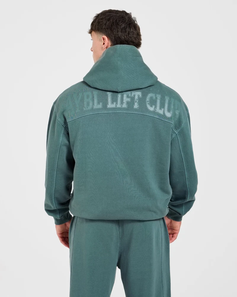 Lift Club Distressed Hoodie - Washed Teal