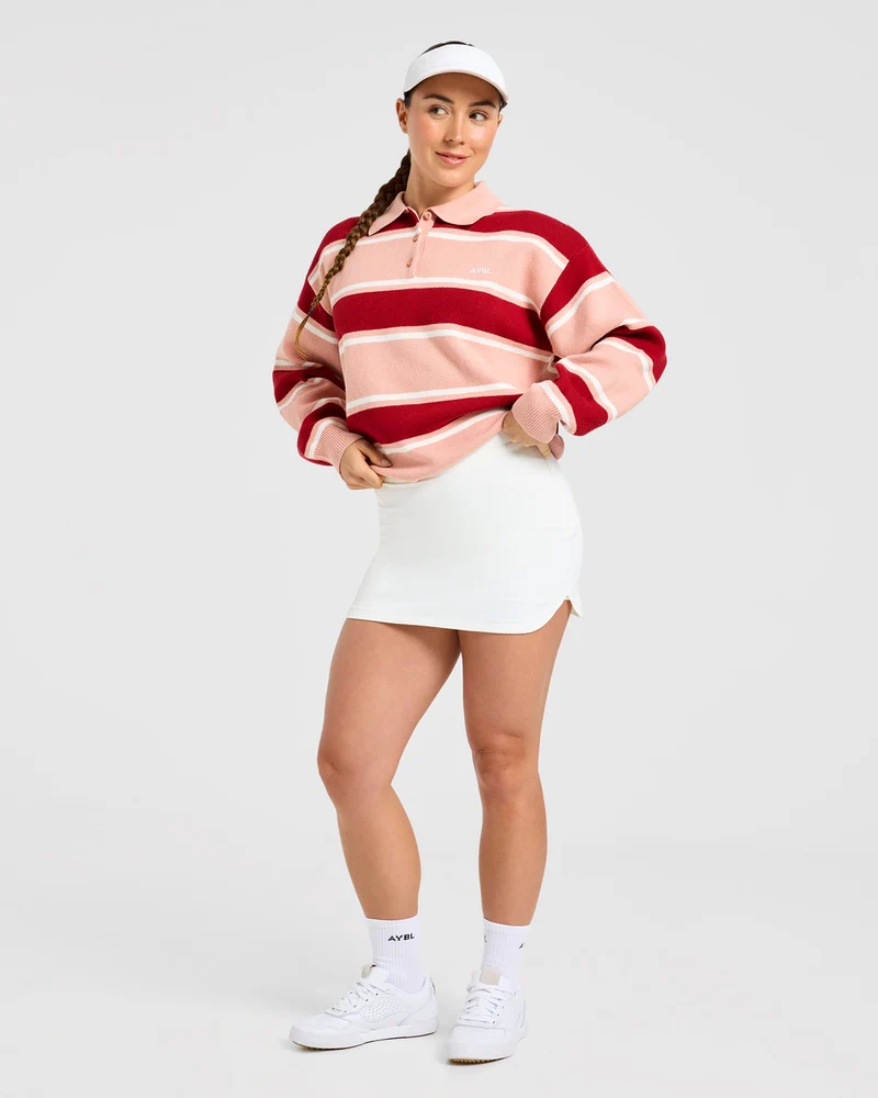 Signature Relaxed Knitted Polo - Burgundy/Rose