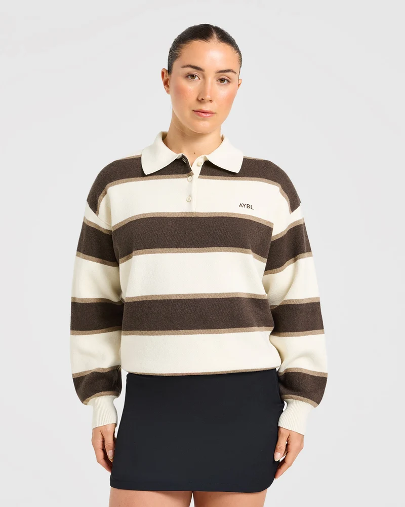 Signature Relaxed Knitted Polo - Beige/Marron