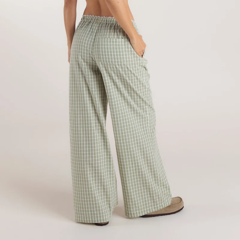 Pantalon en Coton à Carreaux - Vert