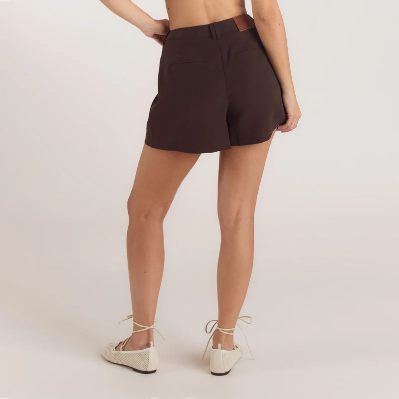 Short Ajusté Taille Haute - Chocolat