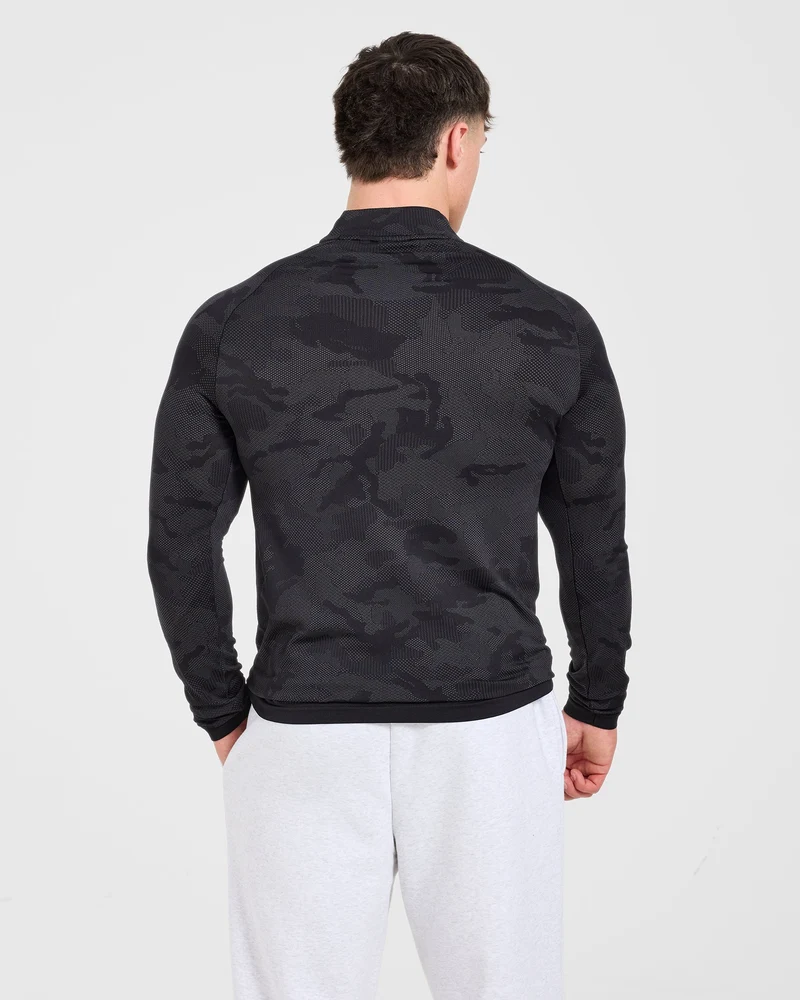 Camo Seamless 1/4 Zip Pullover - Noir
