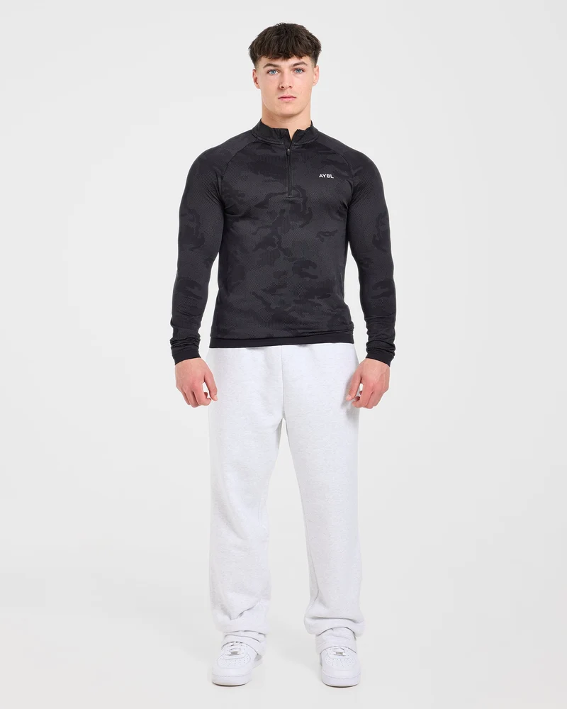 Camo Seamless 1/4 Zip Pullover - Noir