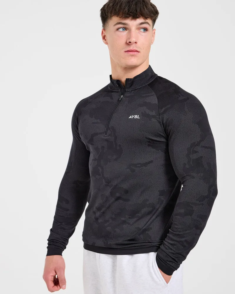 Camo Seamless 1/4 Zip Pullover - Noir