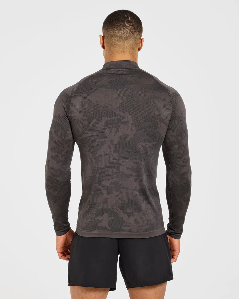 Camo Seamless 1/4 Zip Pullover - Charcoal
