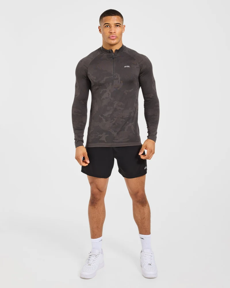 Camo Seamless 1/4 Zip Pullover - Charcoal
