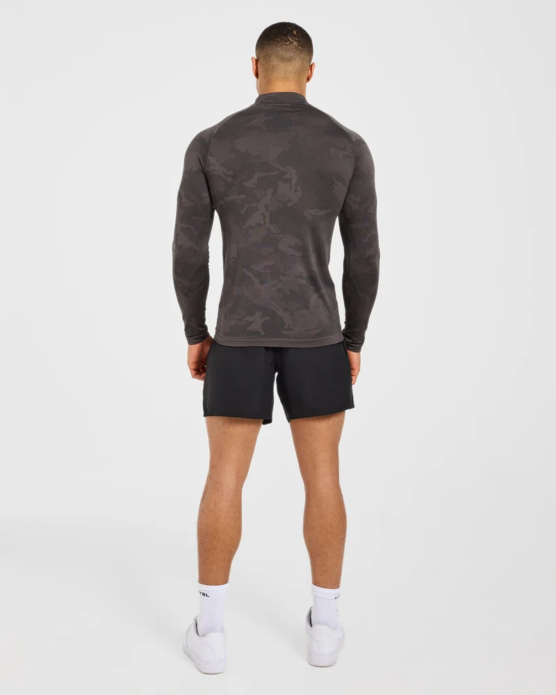 Camo Seamless 1/4 Zip Pullover - Charcoal