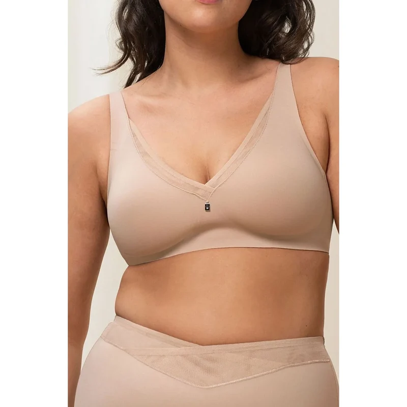 Soutien-gorge minimiseur beige clair sans armatures grand confort femmes