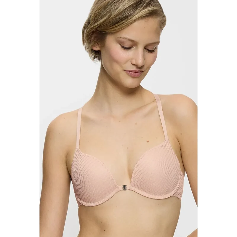 soutien-gorge push-up dentelle géométrique rose fermeture avant sans agrafe