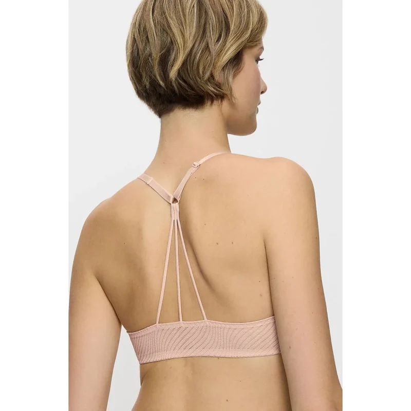 soutien-gorge push-up dentelle géométrique rose fermeture avant sans agrafe