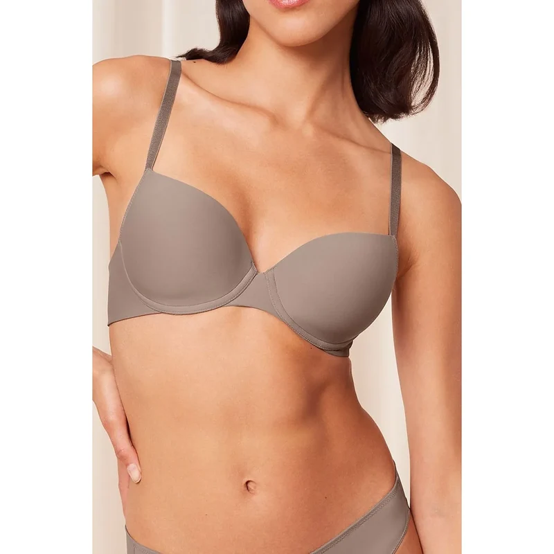 Soutien-gorge rembourré microfibre recyclée marron confort ajustable Triumph