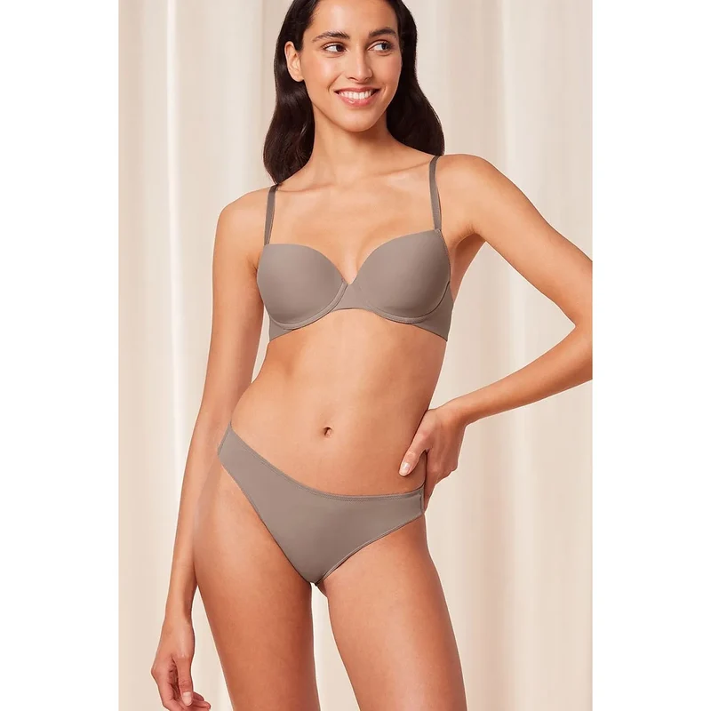 Soutien-gorge rembourré microfibre recyclée marron confort ajustable Triumph