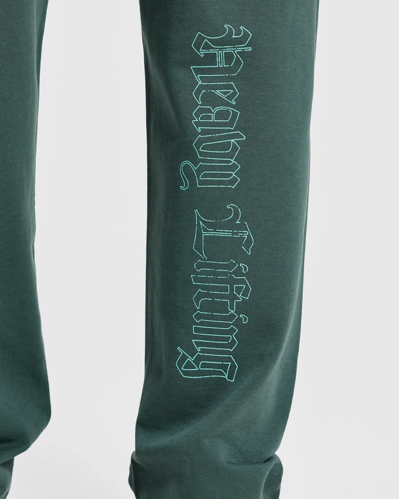 Heavy Lifting Gothic Oversized Straight Leg Joggers - Midnight Teal