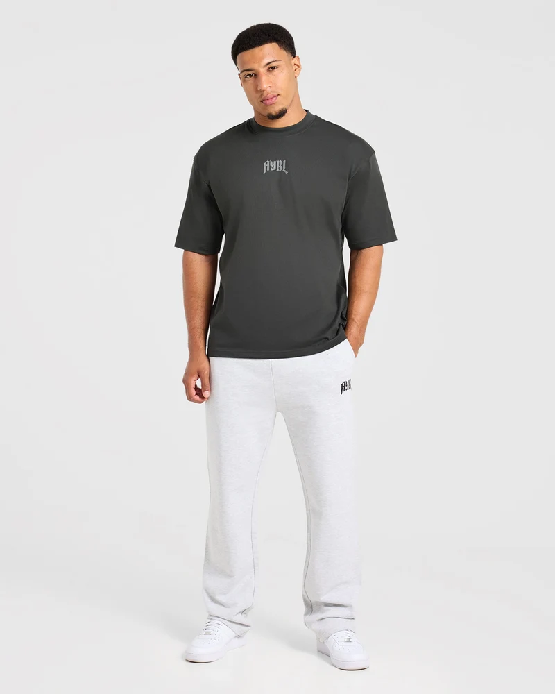 Heavy Lifting Gothic Oversized Straight Leg Joggers - Gris Marl