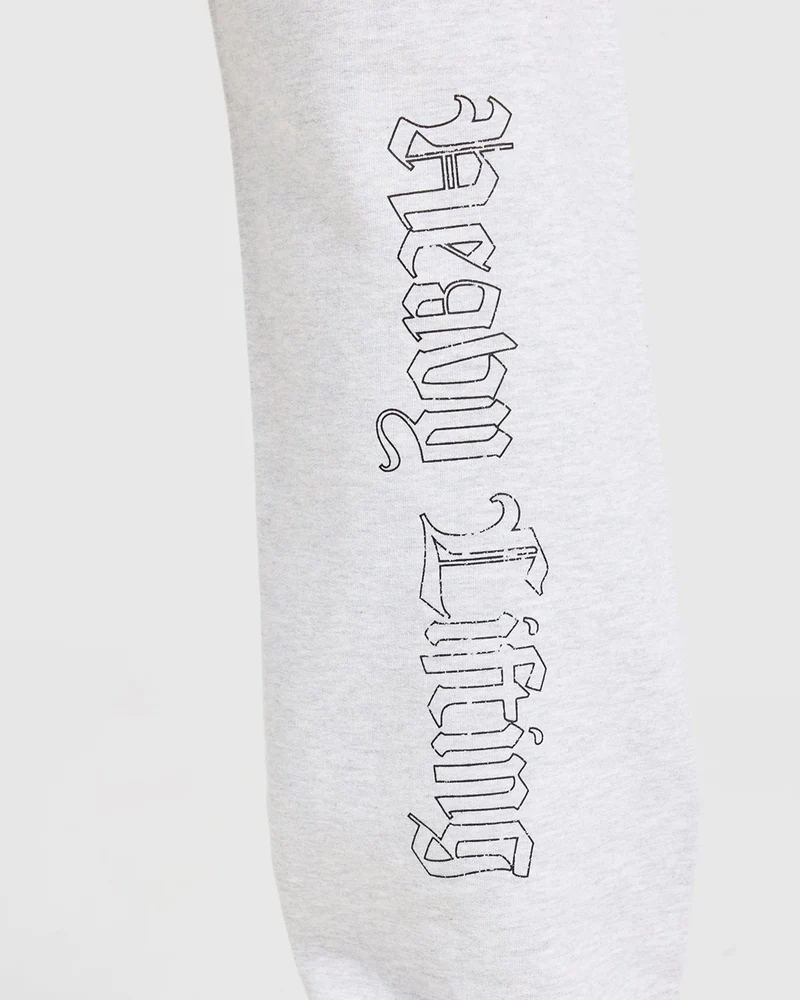 Heavy Lifting Gothic Oversized Straight Leg Joggers - Gris Marl