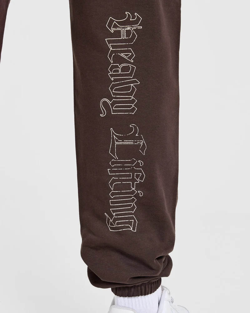 Heavy Lifting Gothic Oversized Joggers - Marron/Crème
