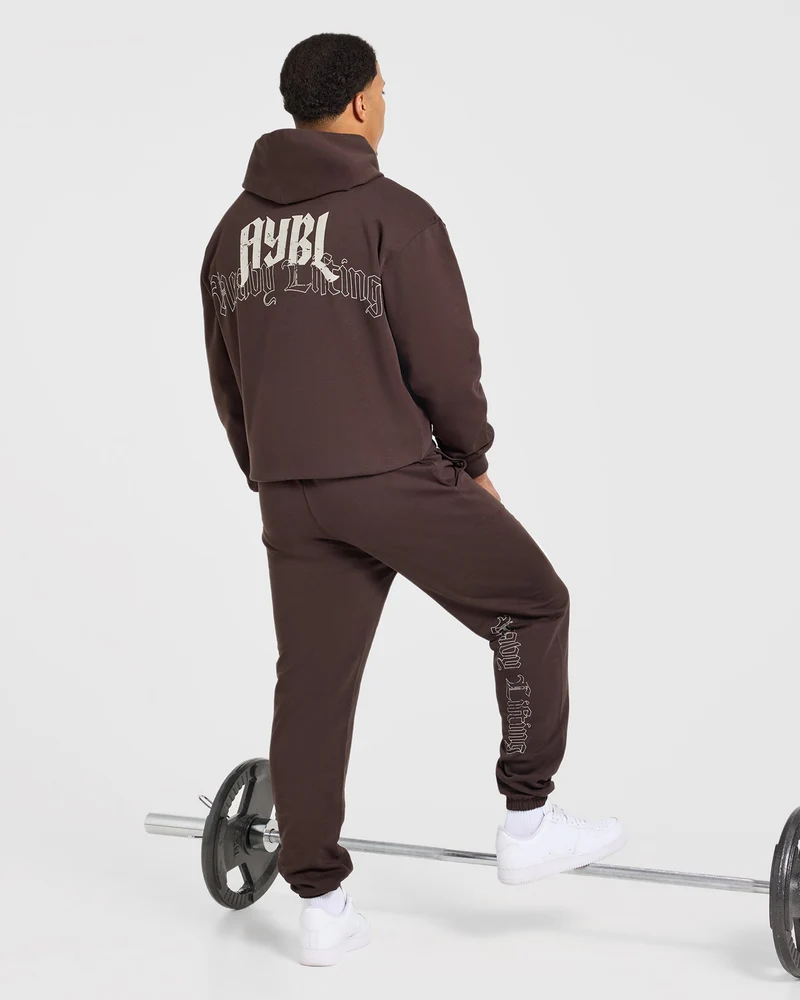 Heavy Lifting Gothic Oversized Joggers - Marron/Crème