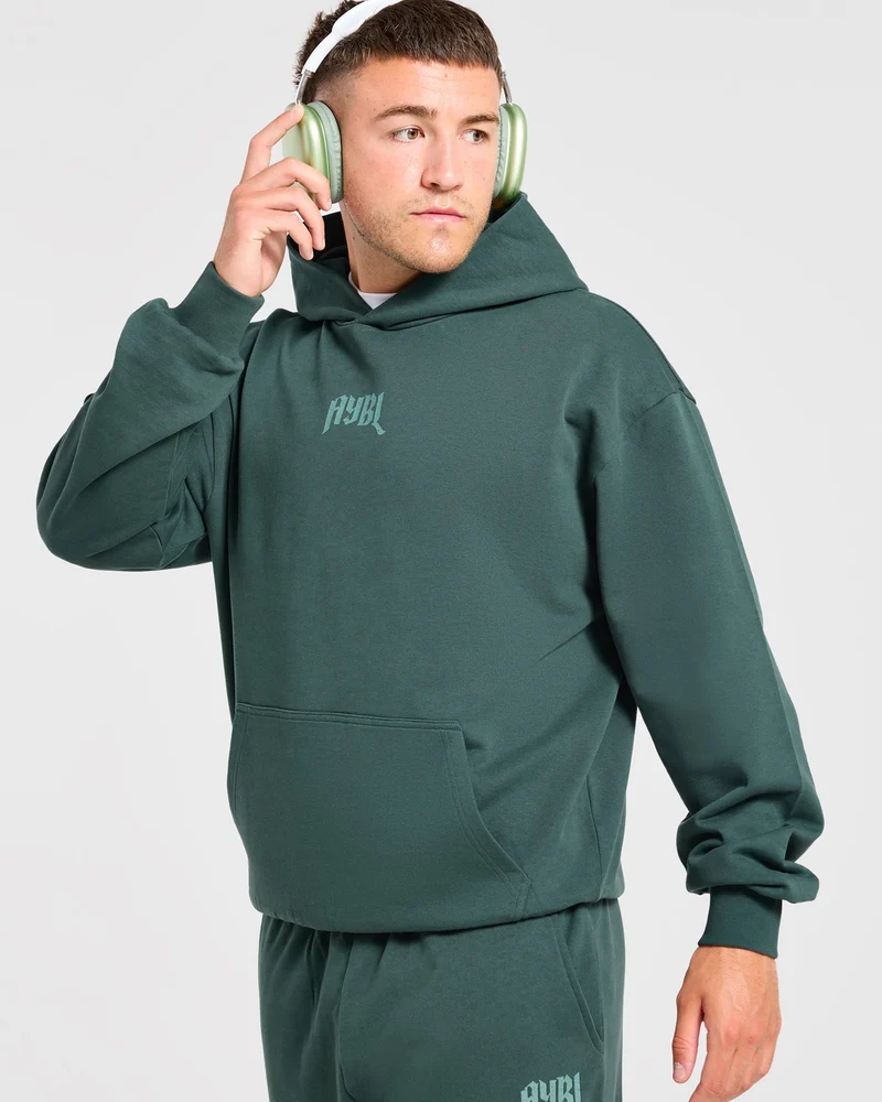 Heavy Lifting Gothic Oversized Hoodie - Midnight Teal