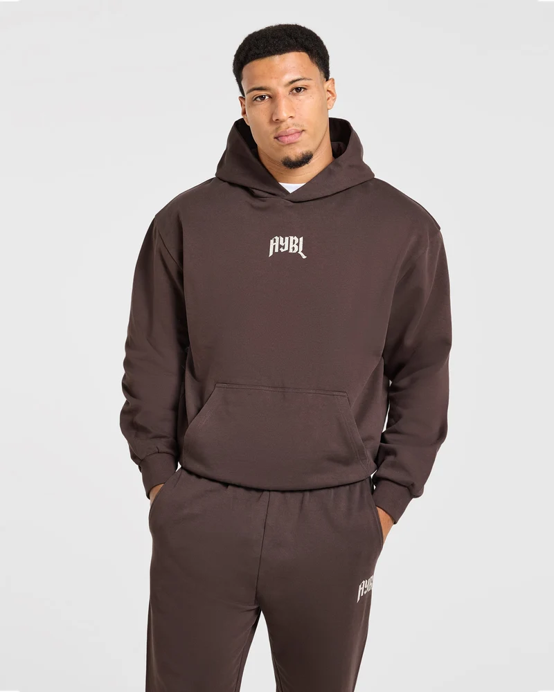 Heavy Lifting Gothic Oversized Hoodie - Marron/Crème