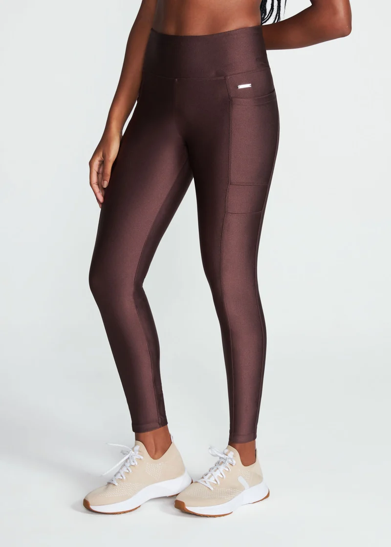 Calça Legging Mulher Bolsos Brilho