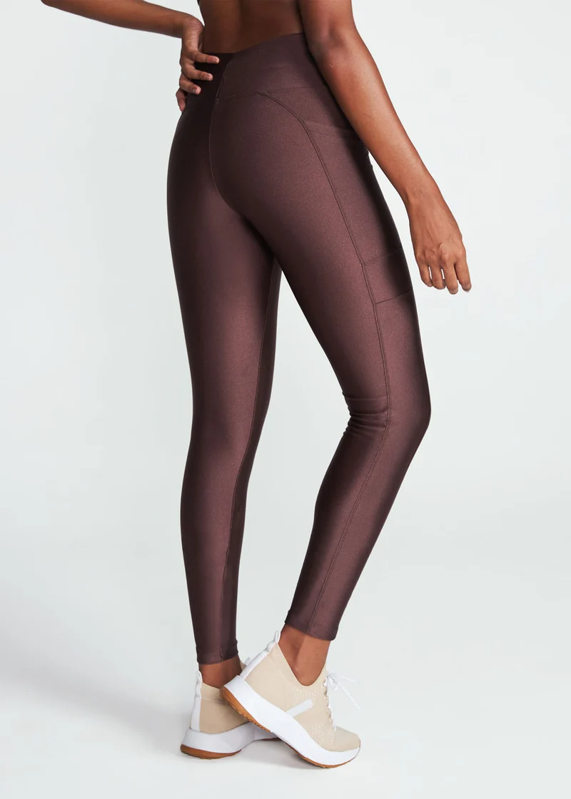 Calça Legging Mulher Bolsos Brilho