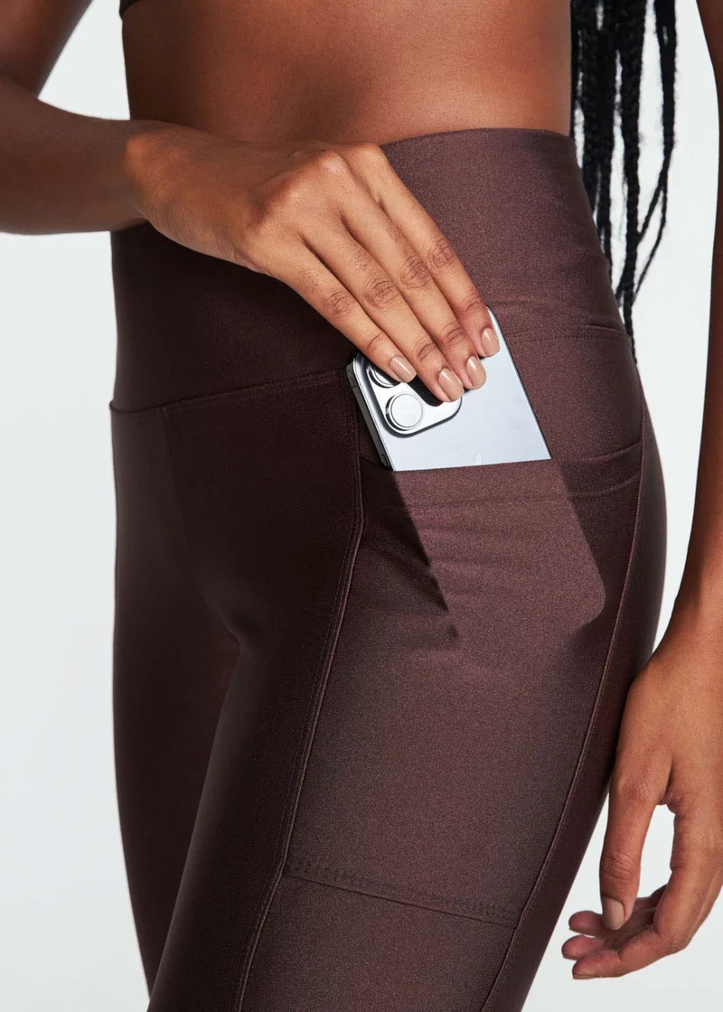 Calça Legging Mulher Bolsos Brilho
