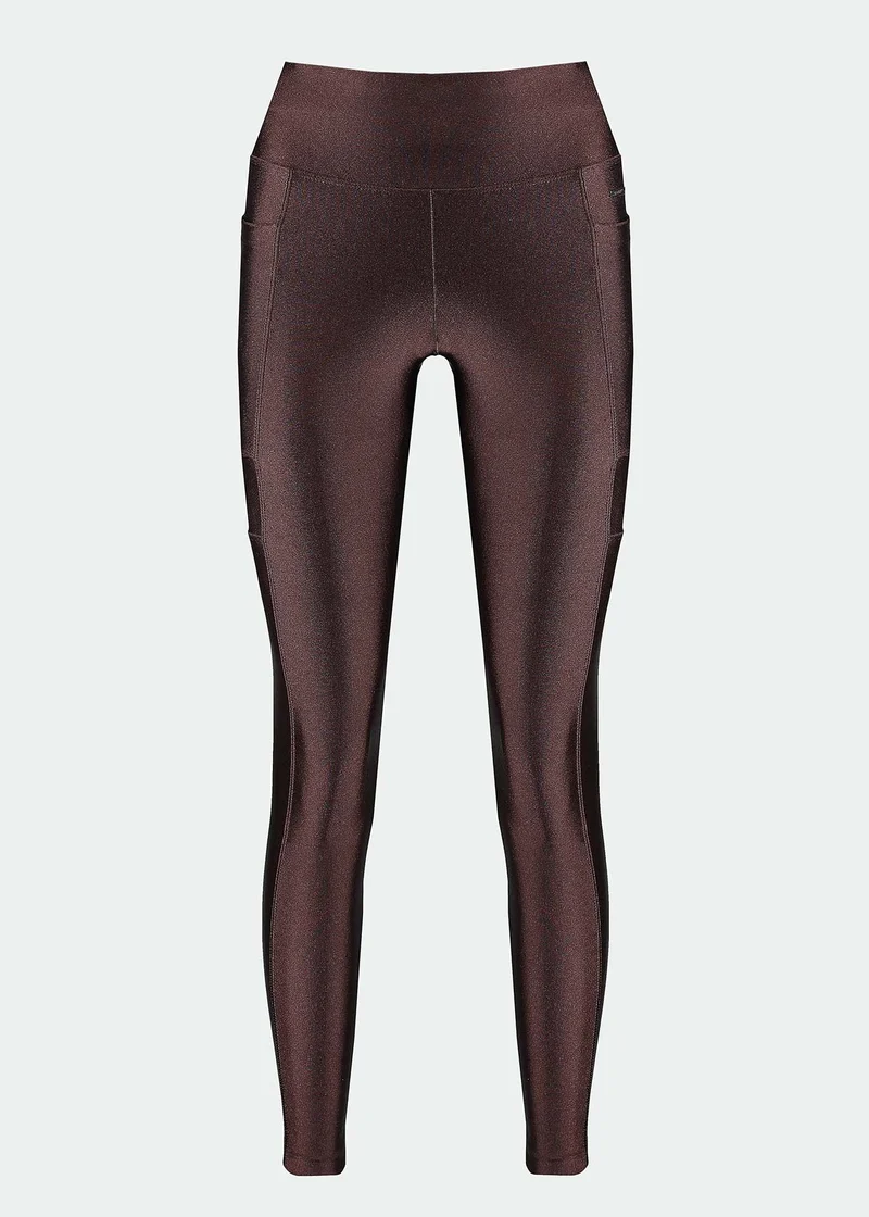 Calça Legging Mulher Bolsos Brilho